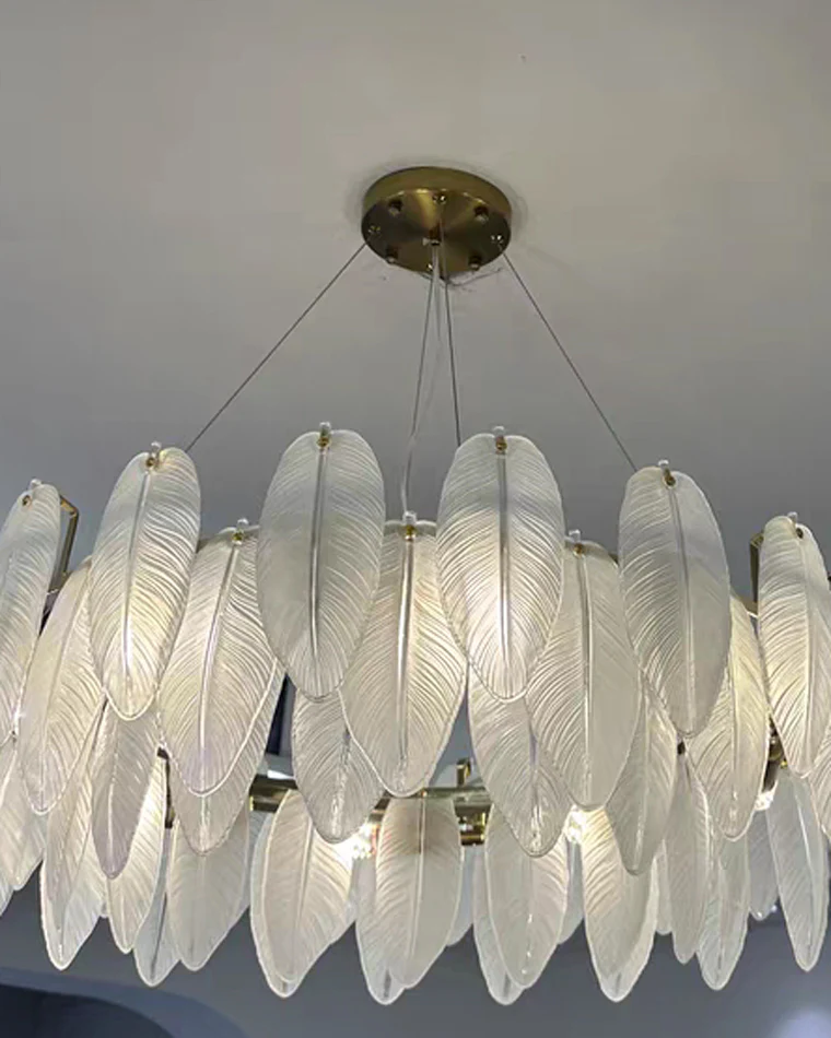 WOMO Frosted Glass Feather Chandelier-WM2196 - Image 55