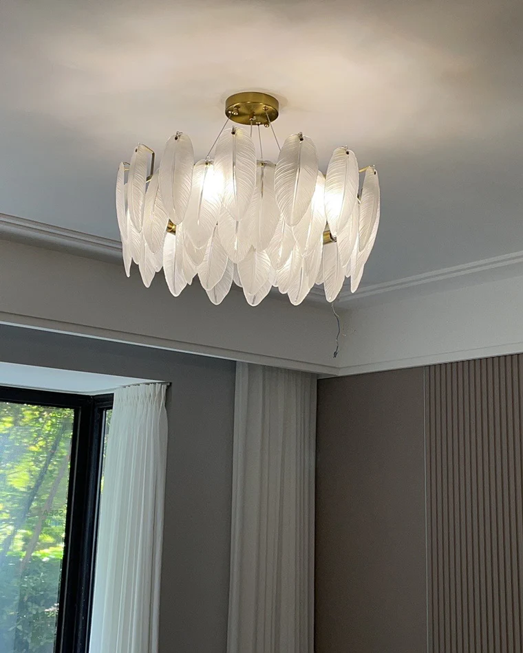 WOMO Frosted Glass Feather Chandelier-WM2196 - Image 58