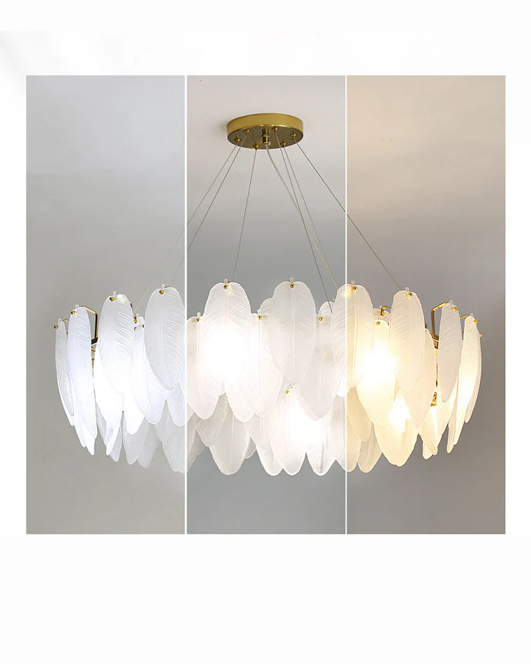 WOMO Frosted Glass Feather Chandelier-WM2196 - Image 6