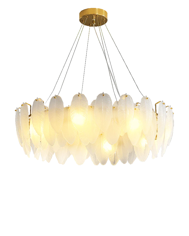 WOMO Frosted Glass Feather Chandelier-WM2196 - Image 60
