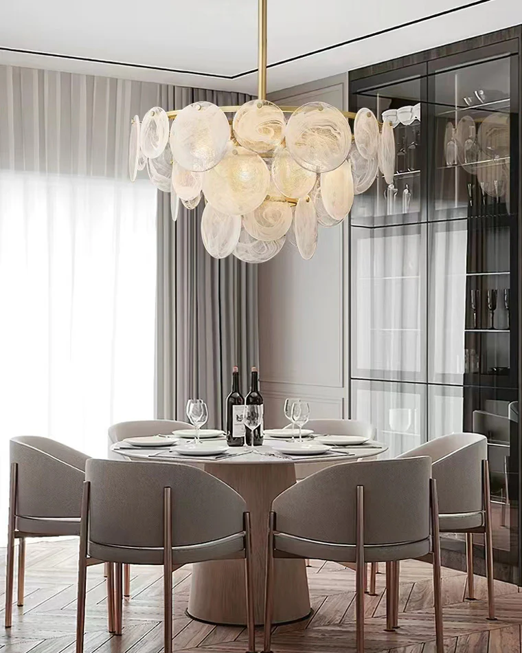 WOMO Textured Glass Disc Chandelier-WM2477 - Image 2