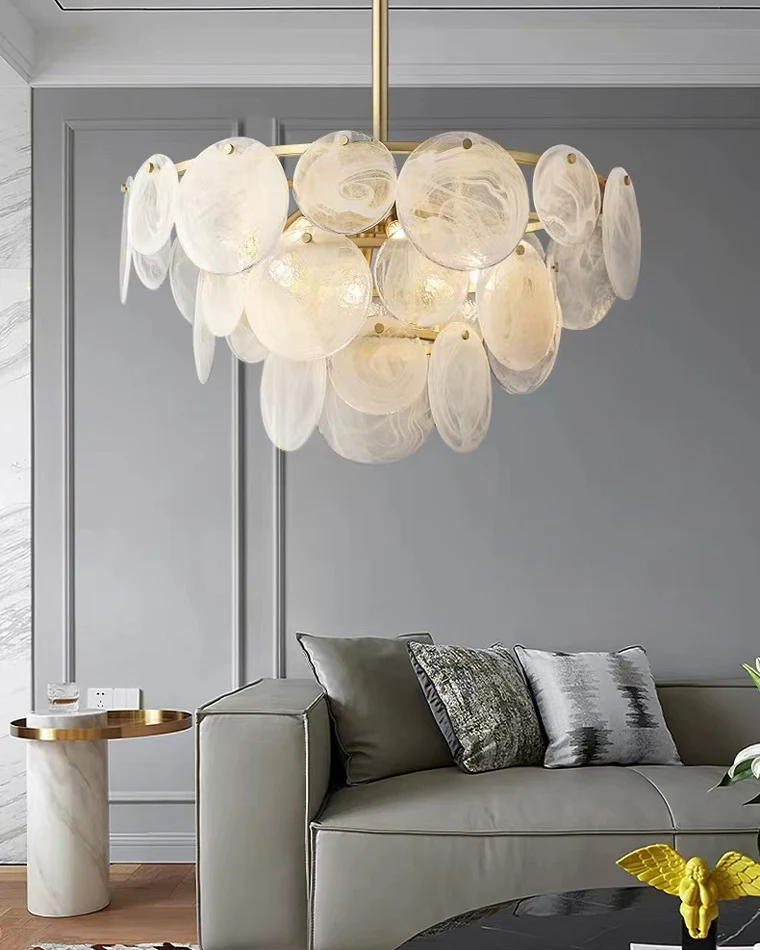 WOMO Textured Glass Disc Chandelier-WM2477 - Image 3