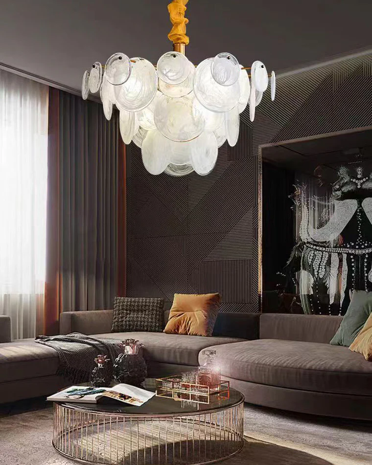 WOMO Textured Glass Disc Chandelier-WM2477 - Image 5