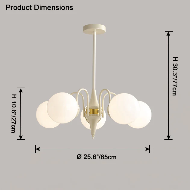 WOMO White Glass Globe Arm Chandelier-WM2624 - Image 12