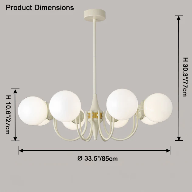 WOMO White Glass Globe Arm Chandelier-WM2624 - Image 14