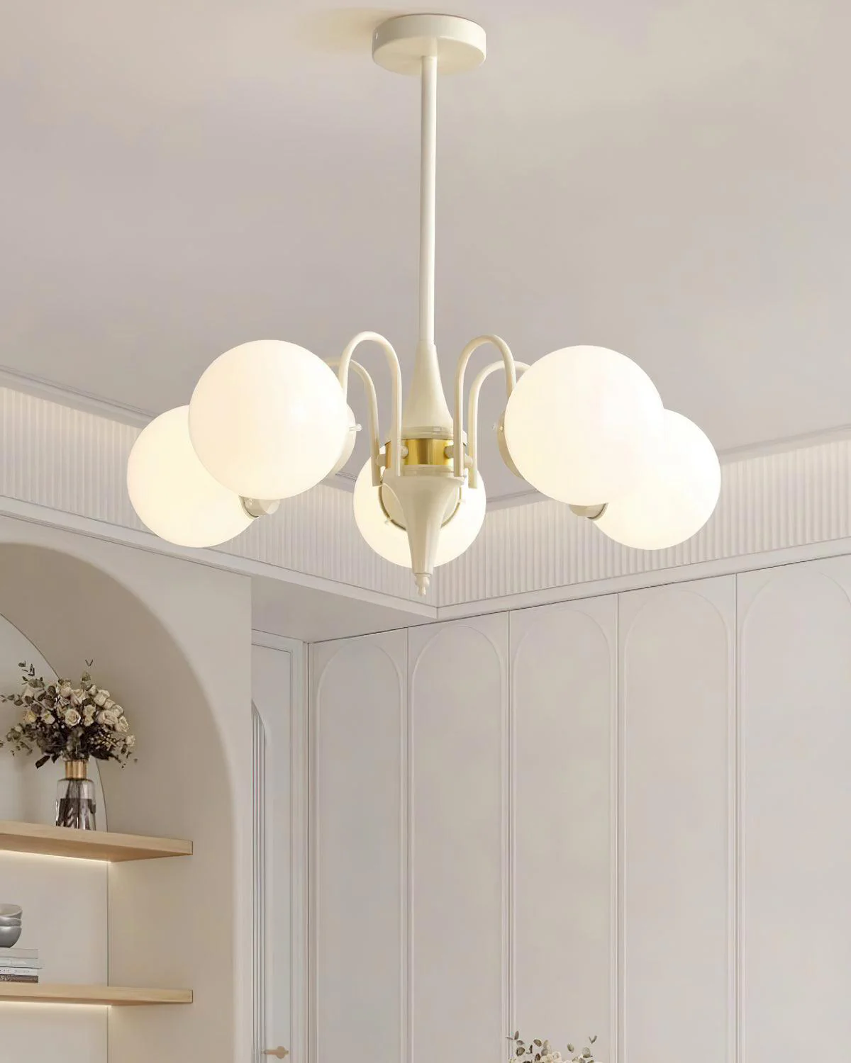 WOMO White Glass Globe Arm Chandelier-WM2624 - Image 4
