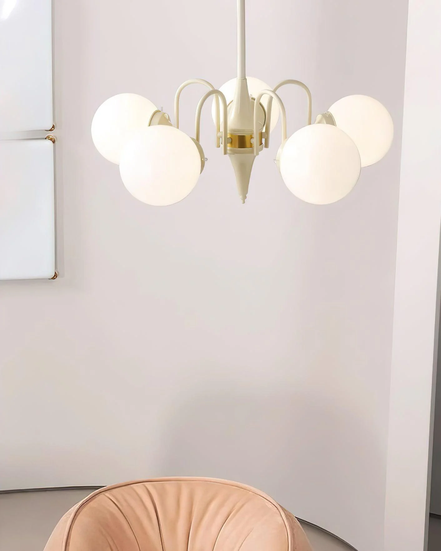 WOMO White Glass Globe Arm Chandelier-WM2624 - Image 5
