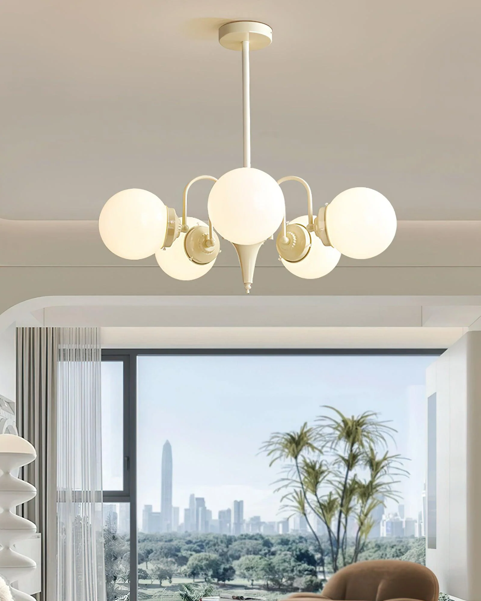 WOMO White Glass Globe Arm Chandelier-WM2624 - Image 6
