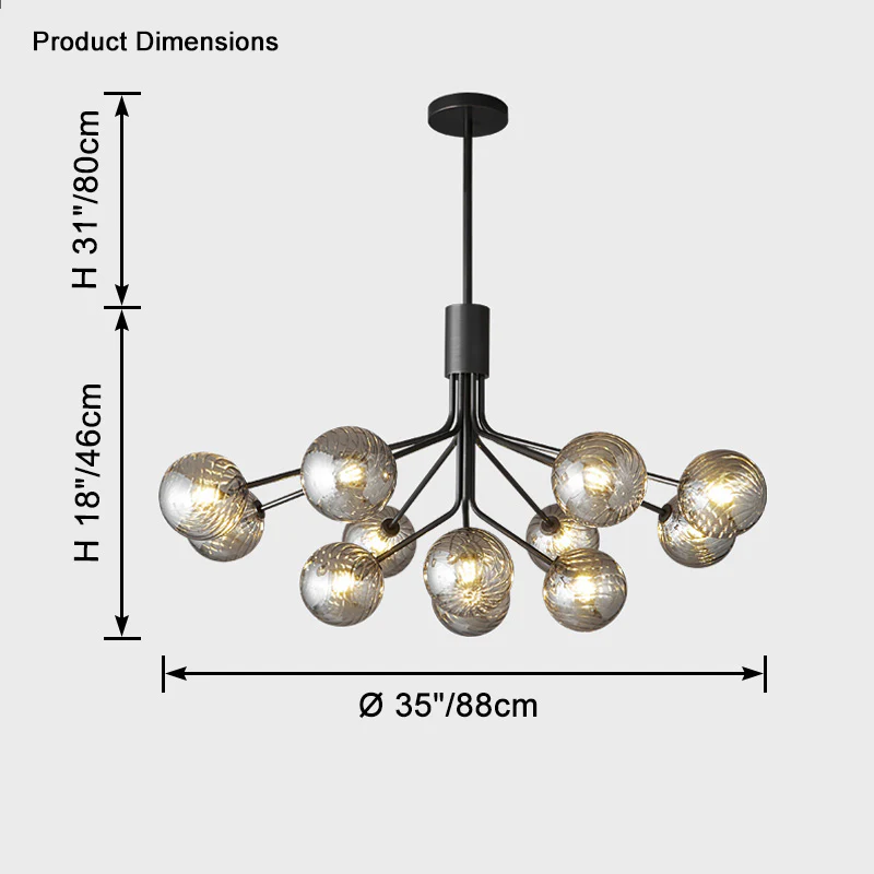 WOMO Glass Globe Brass Chandelier-WM2372 - Image 10