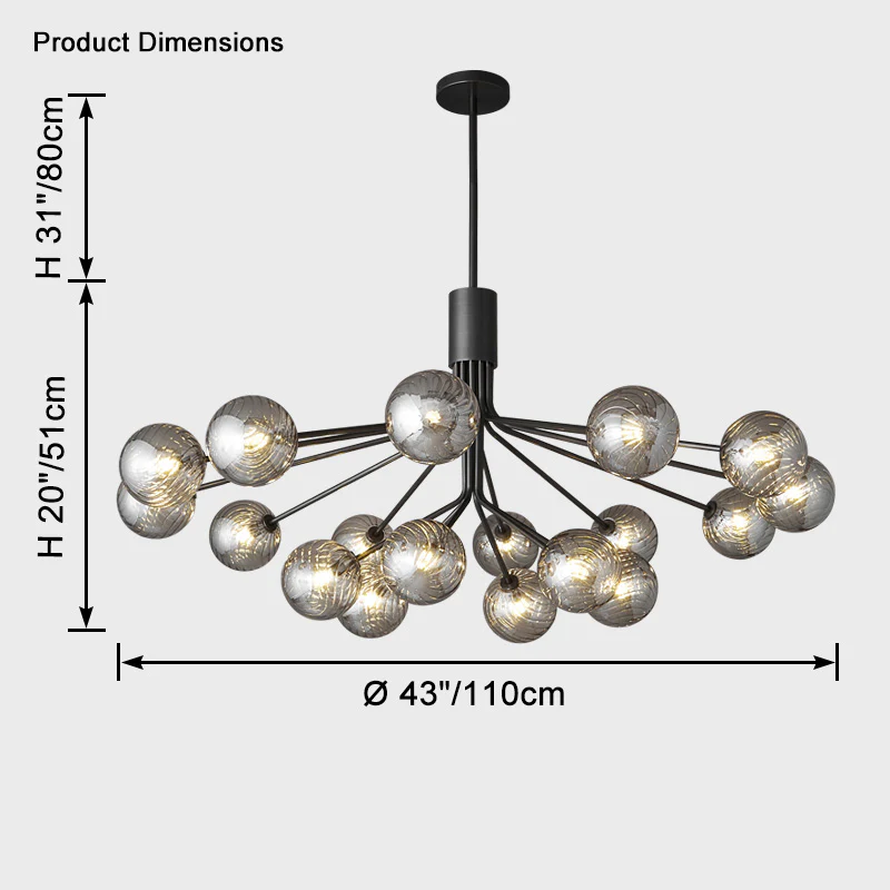 WOMO Glass Globe Brass Chandelier-WM2372 - Image 12