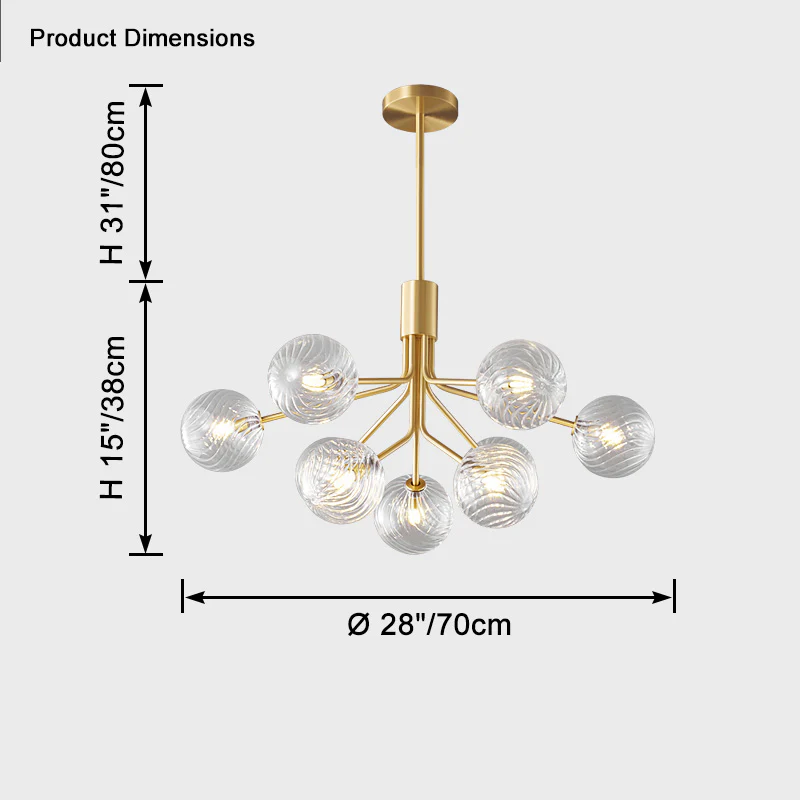 WOMO Glass Globe Brass Chandelier-WM2372 - Image 14