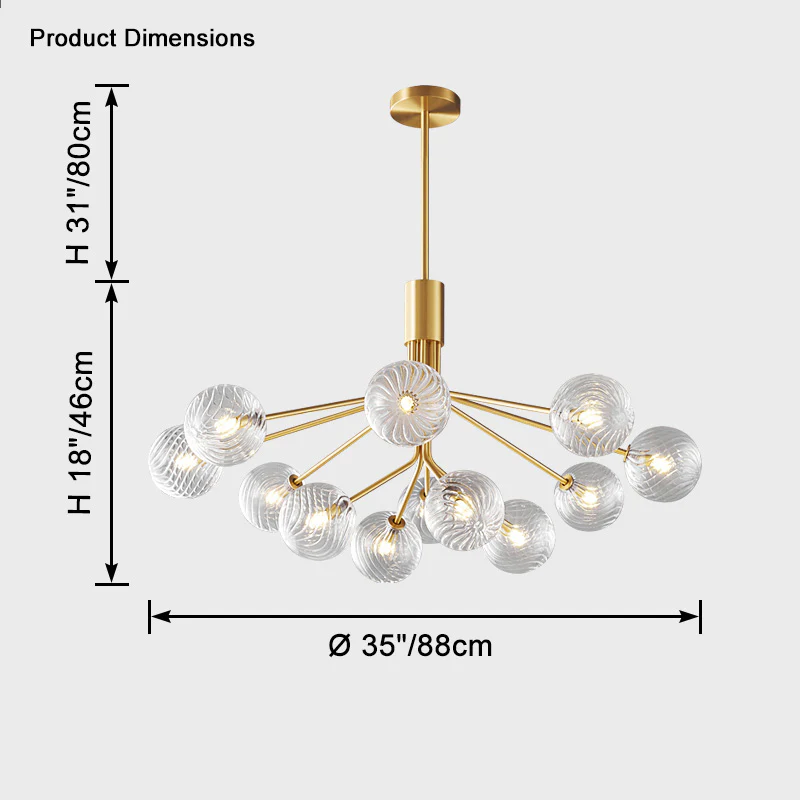 WOMO Glass Globe Brass Chandelier-WM2372 - Image 16
