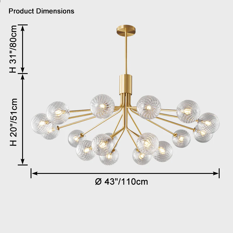 WOMO Glass Globe Brass Chandelier-WM2372 - Image 18