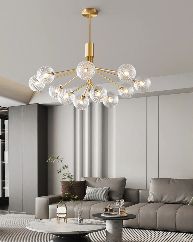 WOMO Glass Globe Brass Chandelier-WM2372 - Image 2
