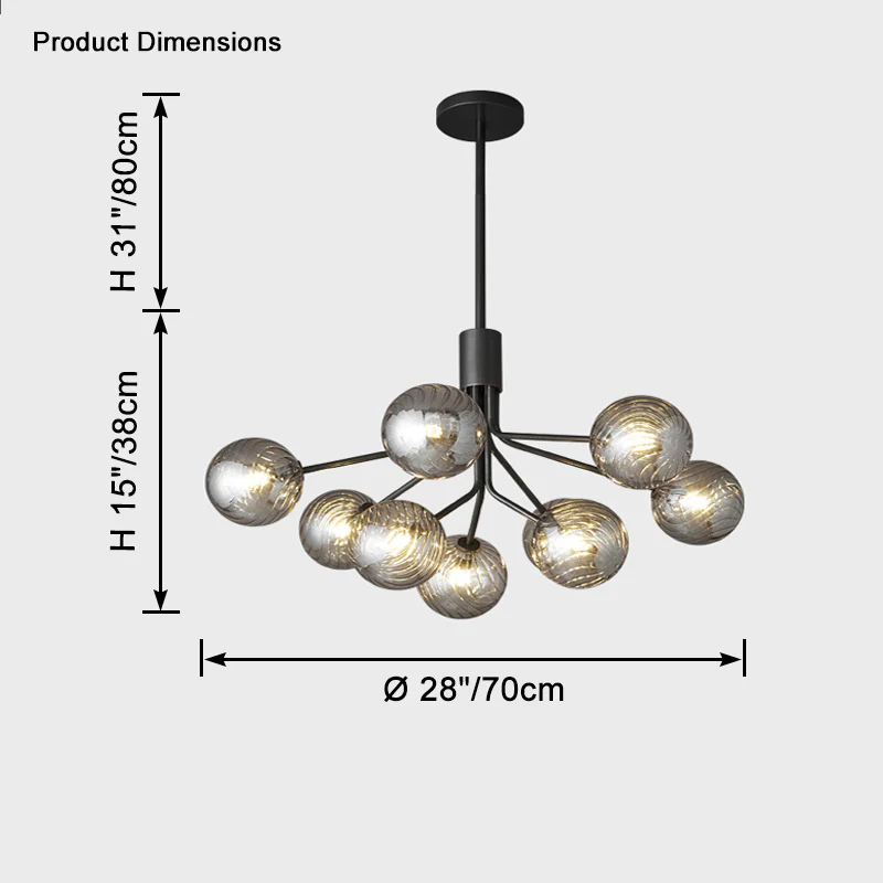 WOMO Glass Globe Brass Chandelier-WM2372 - Image 8