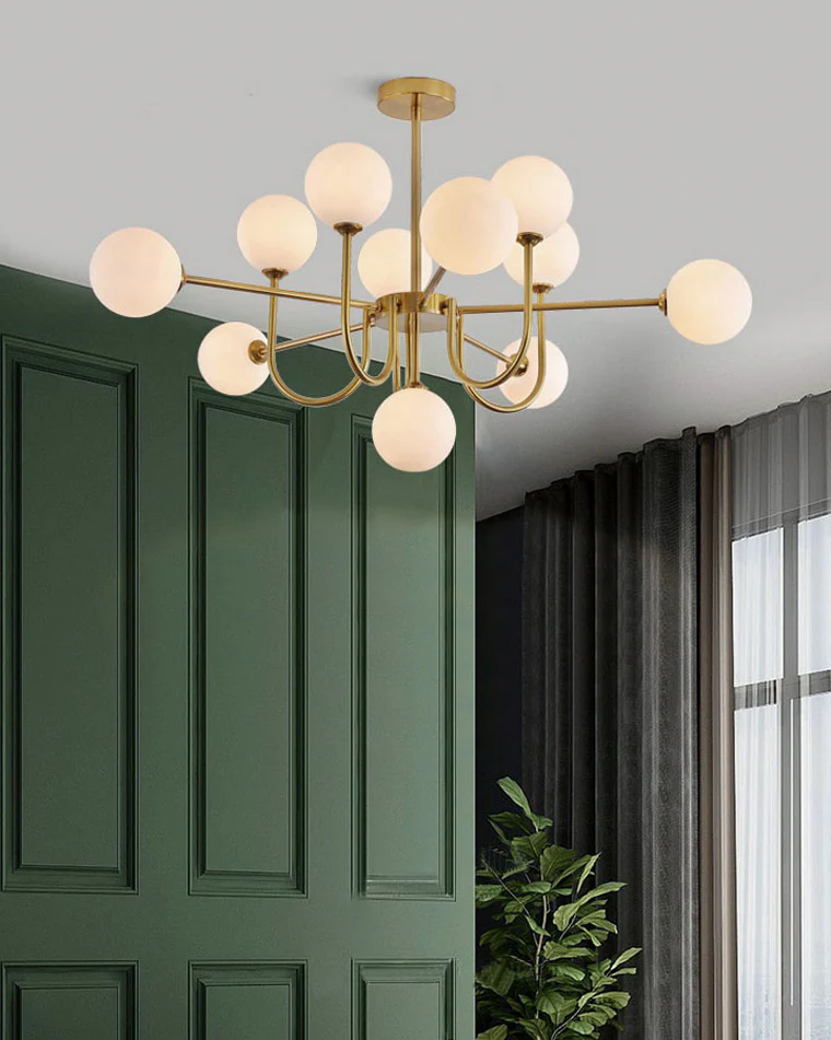 WOMO Glass Globe Brass Arm Chandelier-WM2255 - Image 12