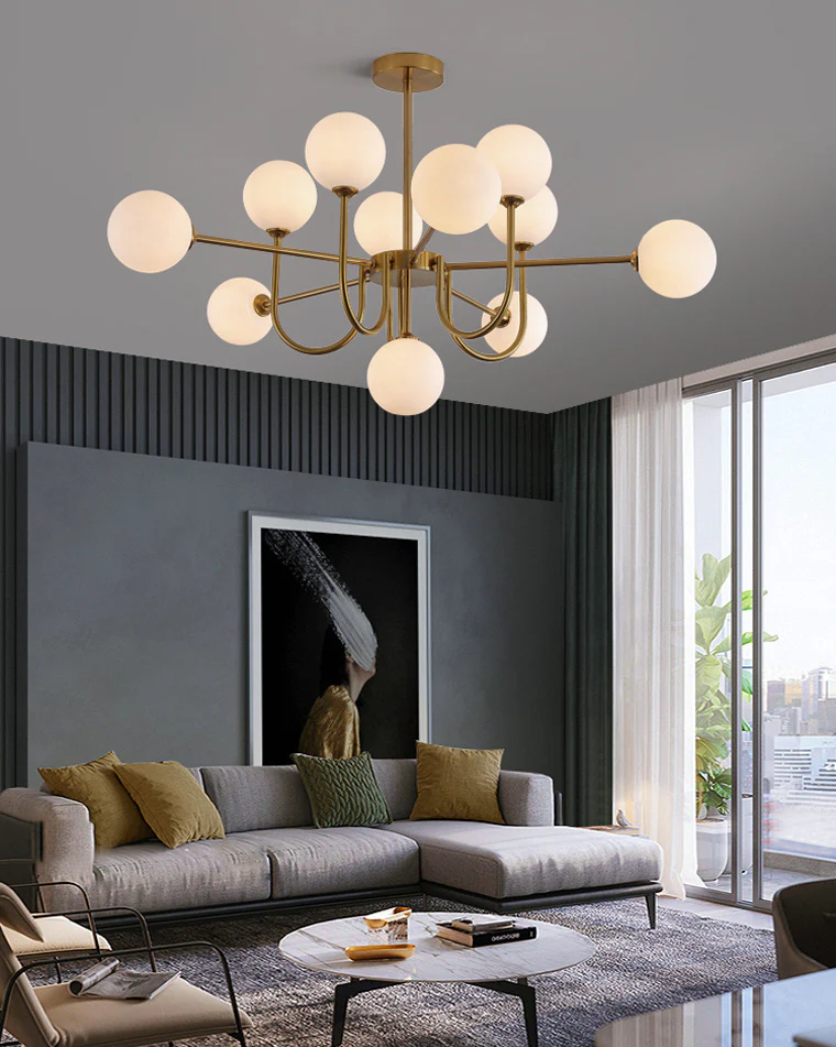 WOMO Glass Globe Brass Arm Chandelier-WM2255 - Image 17