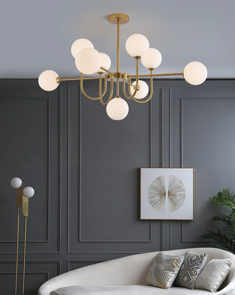 WOMO Glass Globe Brass Arm Chandelier-WM2255 - Image 18
