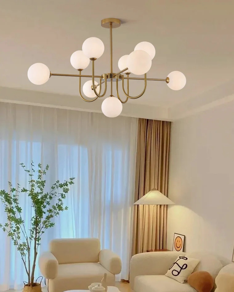 WOMO Glass Globe Brass Arm Chandelier-WM2255 - Image 19