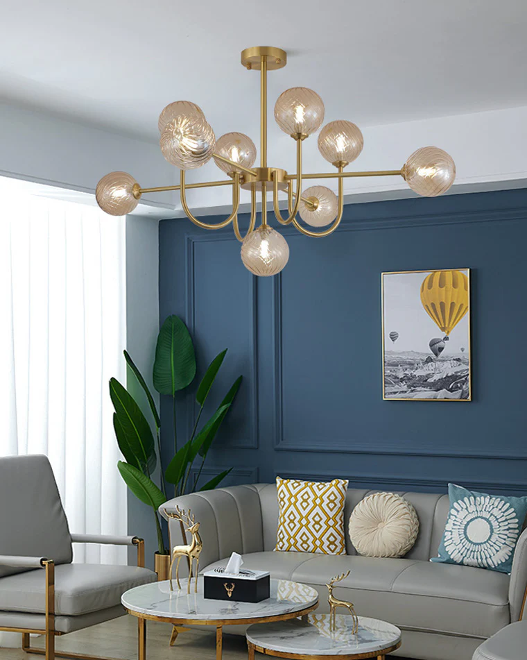 WOMO Glass Globe Brass Arm Chandelier-WM2255 - Image 20