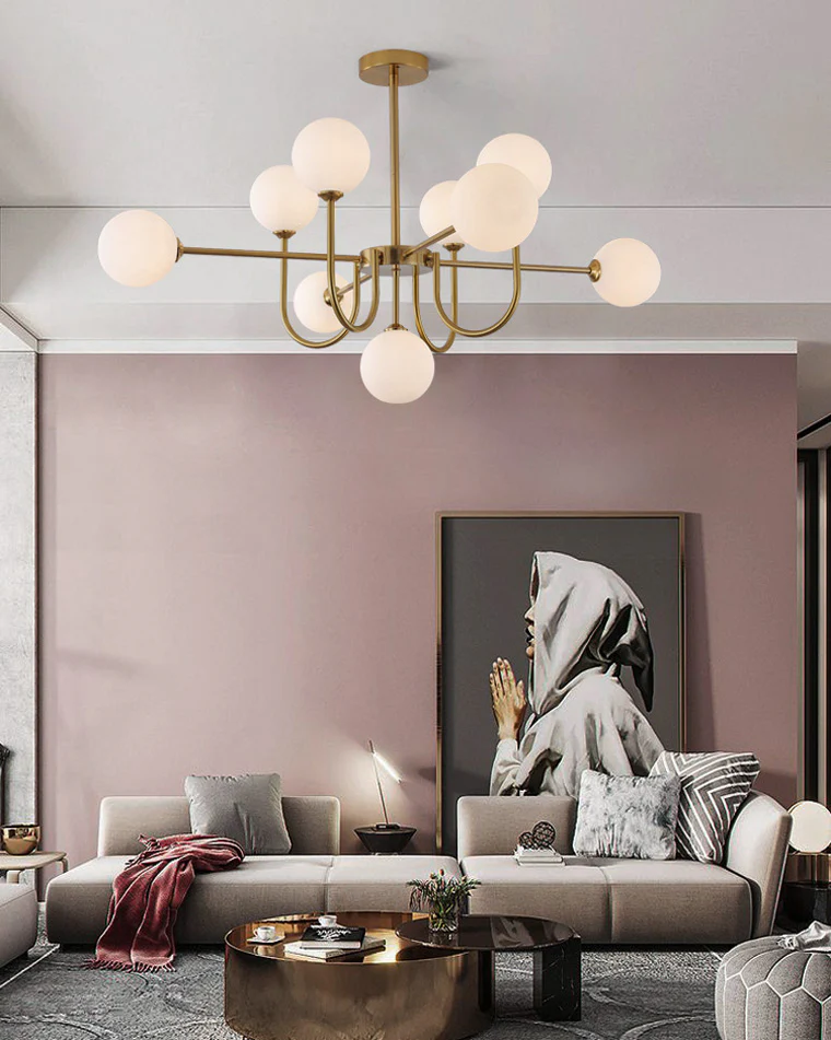 WOMO Glass Globe Brass Arm Chandelier-WM2255 - Image 21