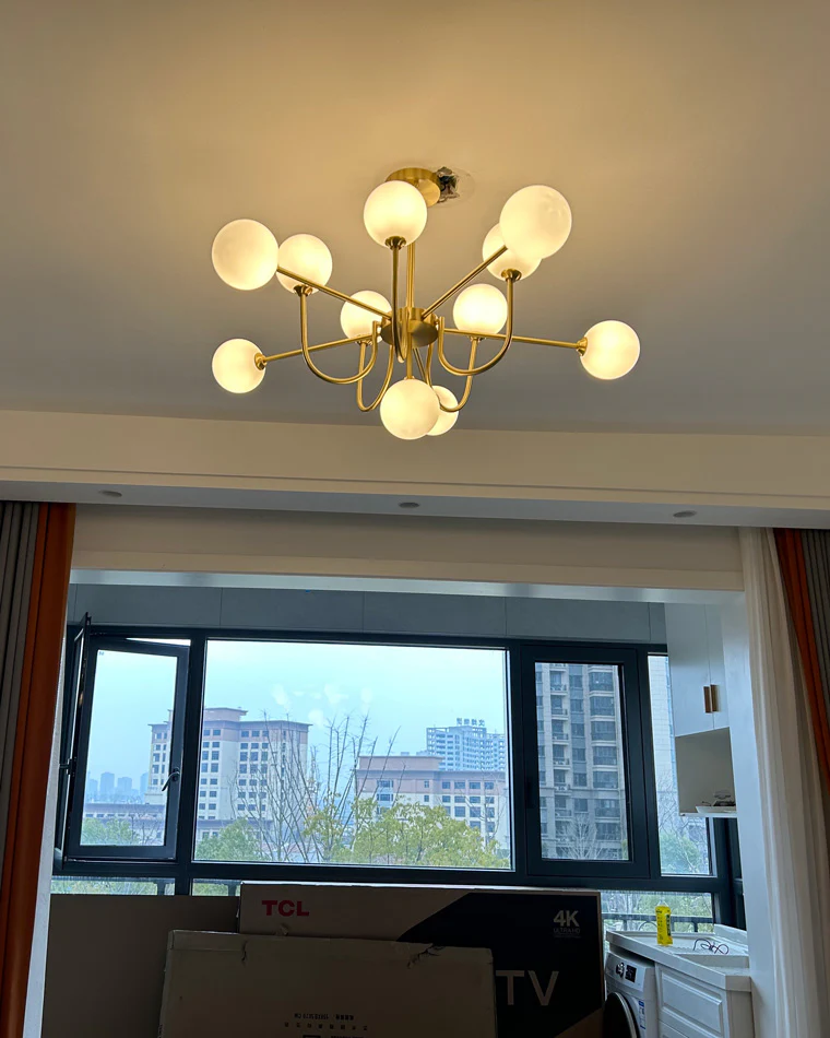WOMO Glass Globe Brass Arm Chandelier-WM2255 - Image 29