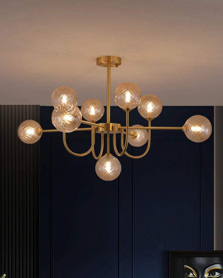 WOMO Glass Globe Brass Arm Chandelier-WM2255 - Image 30