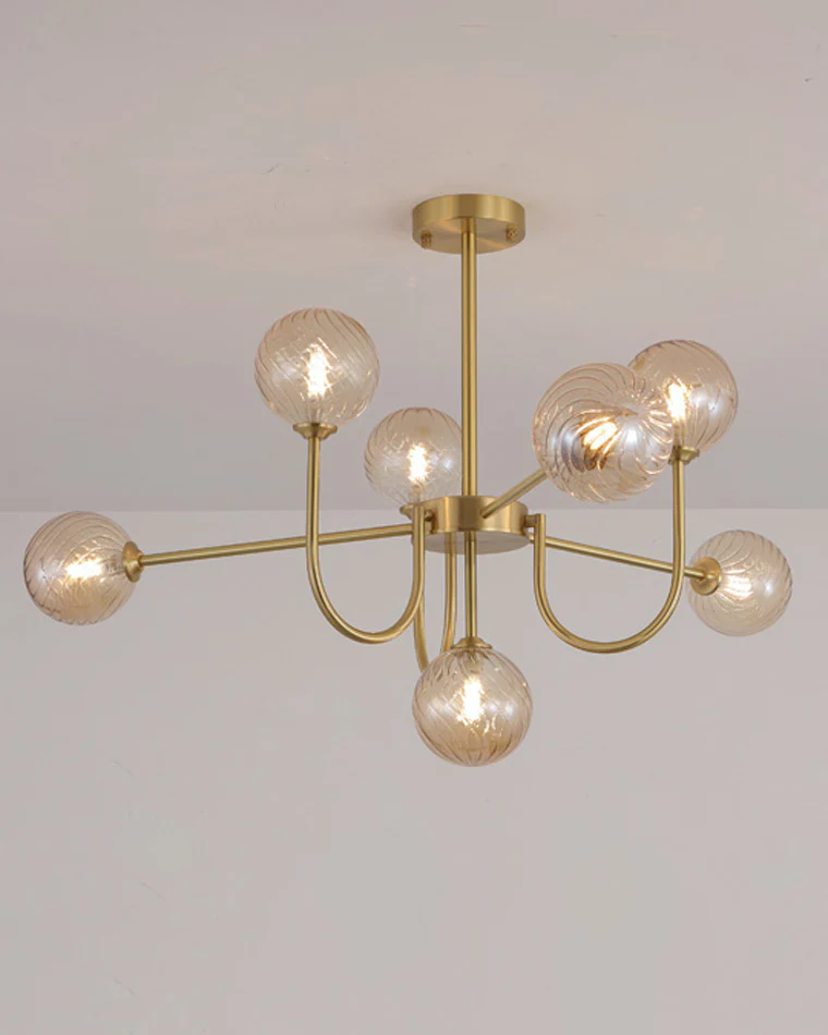 WOMO Glass Globe Brass Arm Chandelier-WM2255 - Image 32