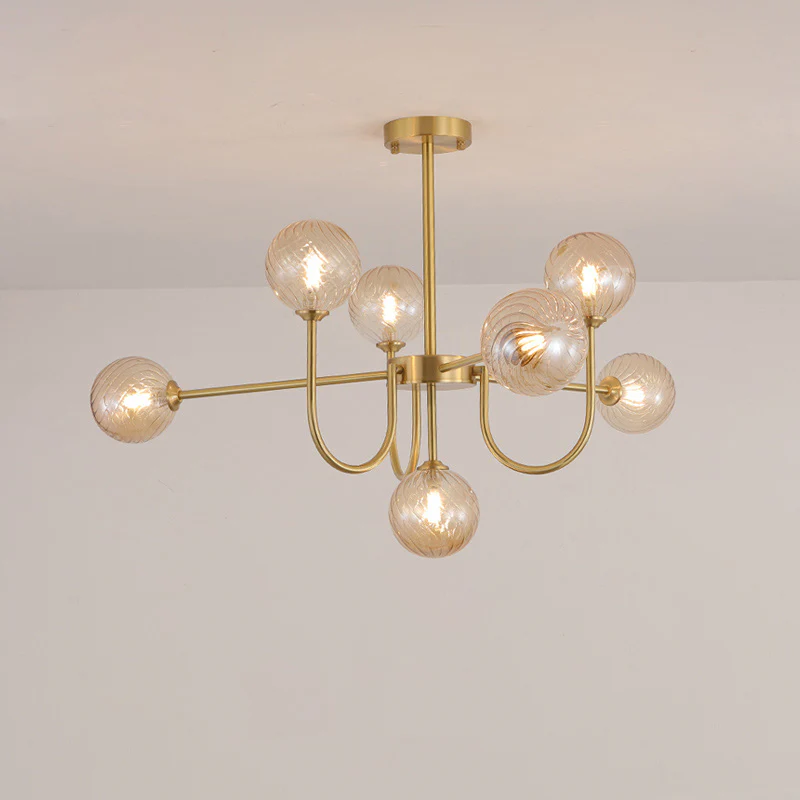 WOMO Glass Globe Brass Arm Chandelier-WM2255 - Image 45