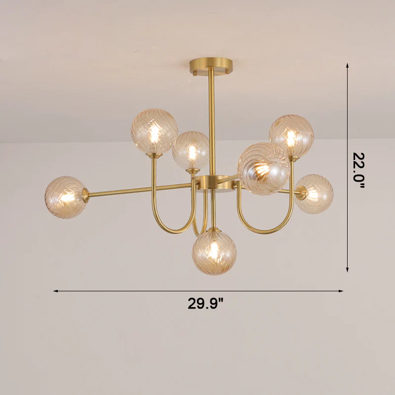 WOMO Glass Globe Brass Arm Chandelier-WM2255 - Image 46
