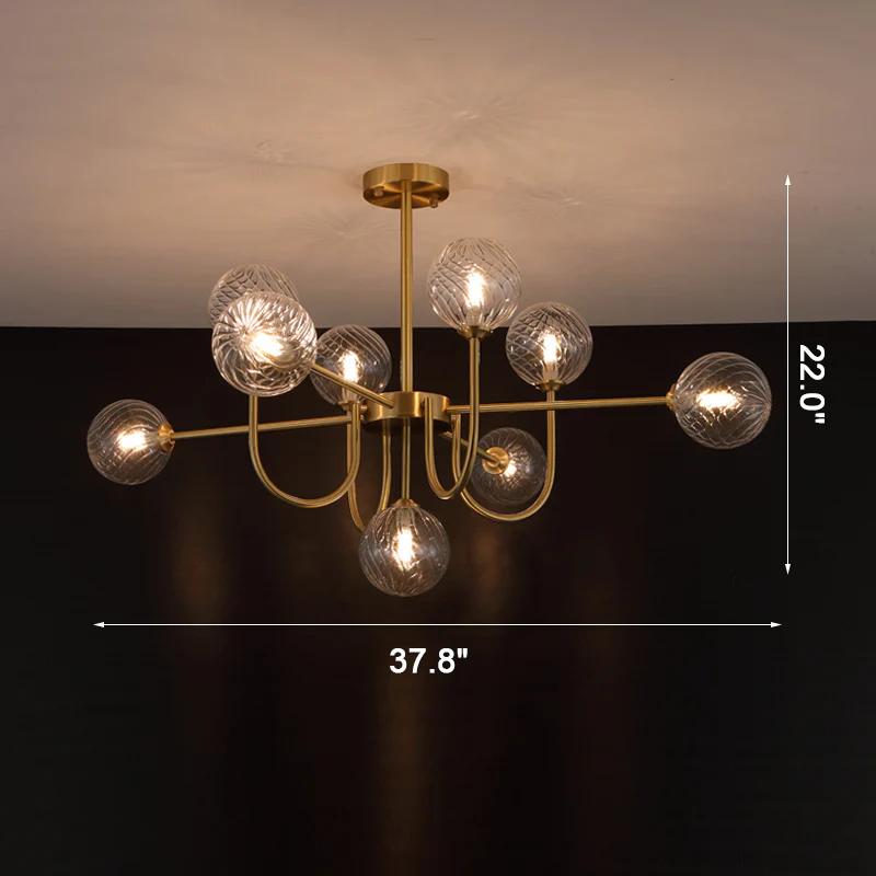 WOMO Glass Globe Brass Arm Chandelier-WM2255 - Image 50
