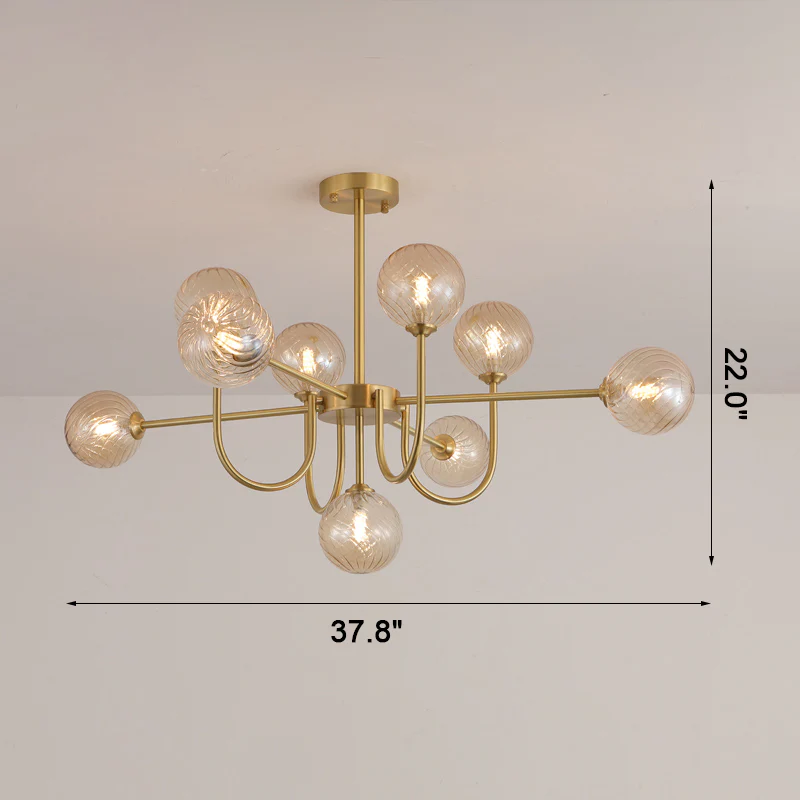 WOMO Glass Globe Brass Arm Chandelier-WM2255 - Image 52