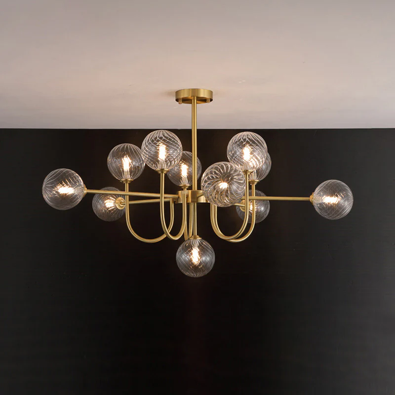 WOMO Glass Globe Brass Arm Chandelier-WM2255 - Image 55