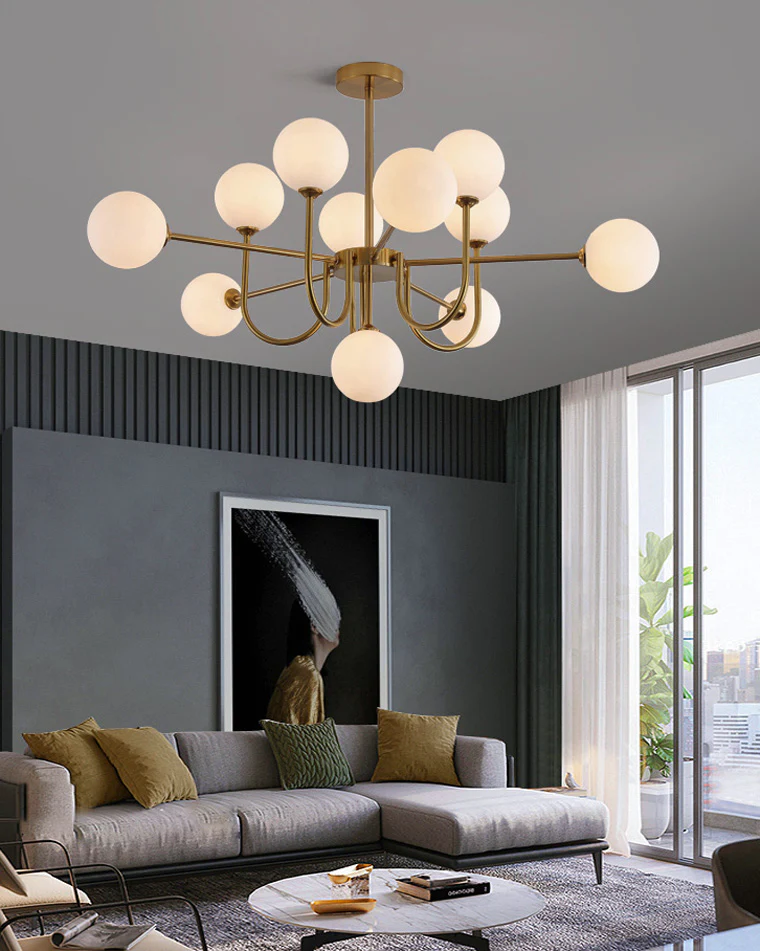 WOMO Glass Globe Brass Arm Chandelier-WM2255 - Image 8