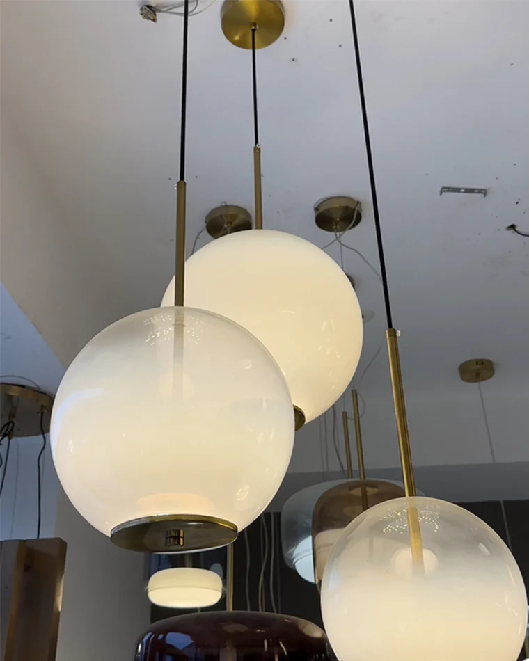 WOMO Milk Glass Globe Pendant Light-WM2674 - Image 7