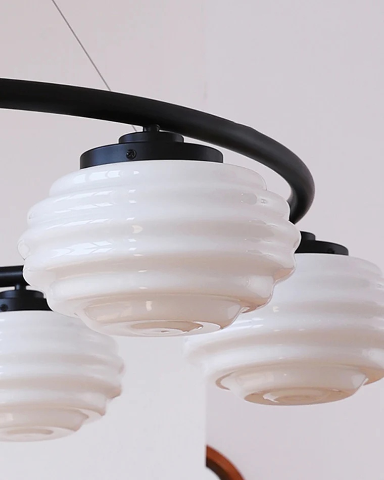 WOMO Fluted Glass Globe Round Chandelier-WM2767 - Image 12
