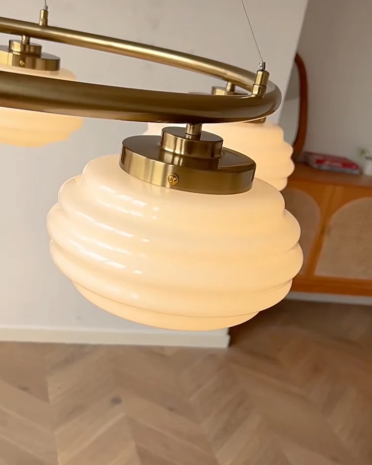 WOMO Fluted Glass Globe Round Chandelier-WM2767 - Image 14