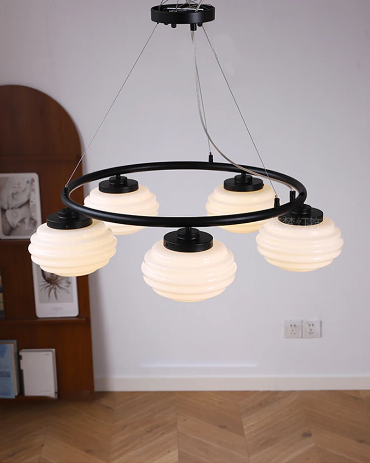 WOMO Fluted Glass Globe Round Chandelier-WM2767 - Image 16