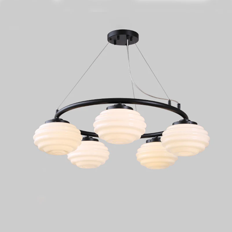 WOMO Fluted Glass Globe Round Chandelier-WM2767 - Image 18