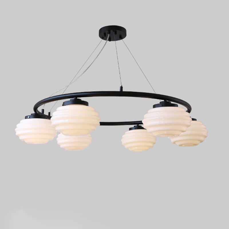 WOMO Fluted Glass Globe Round Chandelier-WM2767 - Image 20
