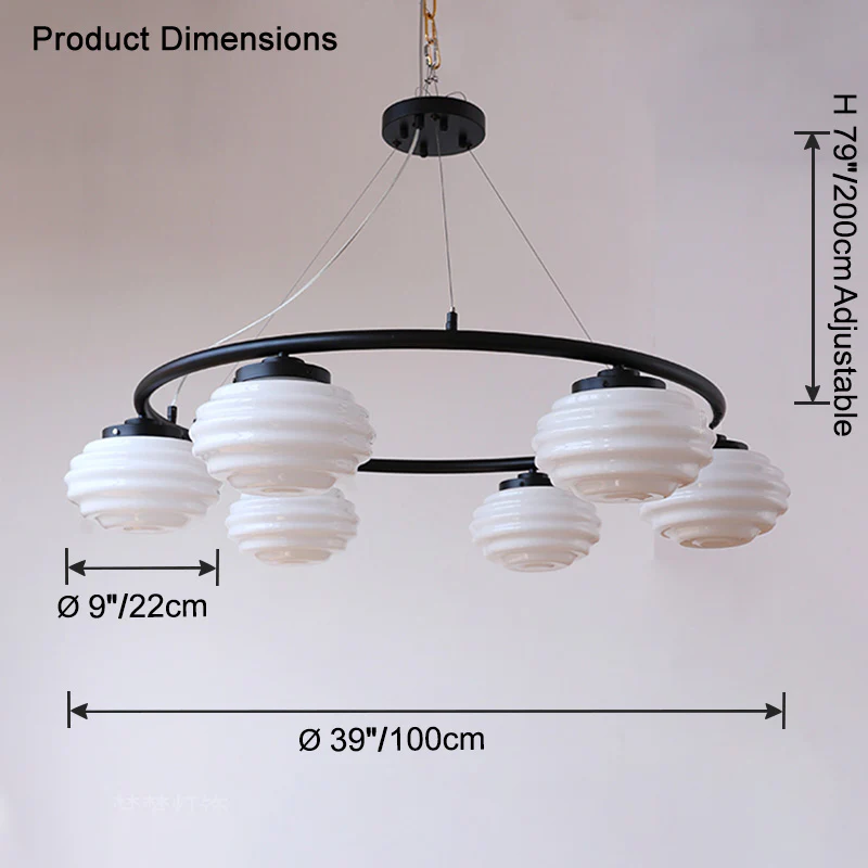 WOMO Fluted Glass Globe Round Chandelier-WM2767 - Image 21