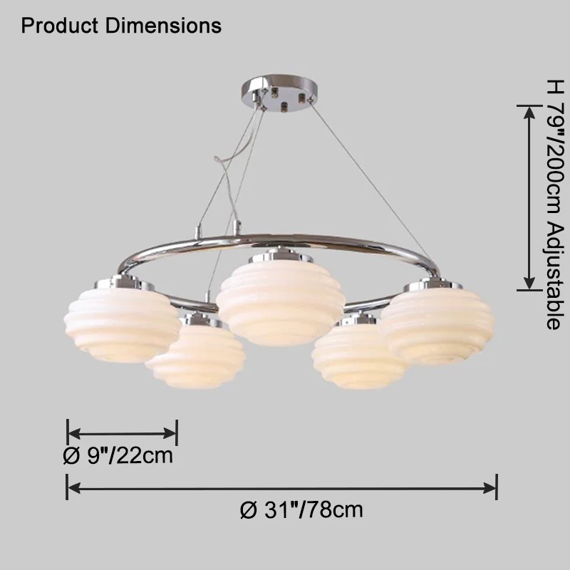 WOMO Fluted Glass Globe Round Chandelier-WM2767 - Image 23