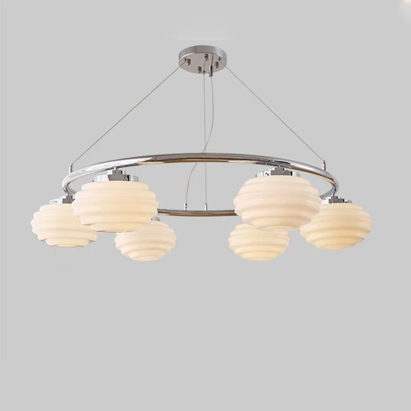 WOMO Fluted Glass Globe Round Chandelier-WM2767 - Image 24