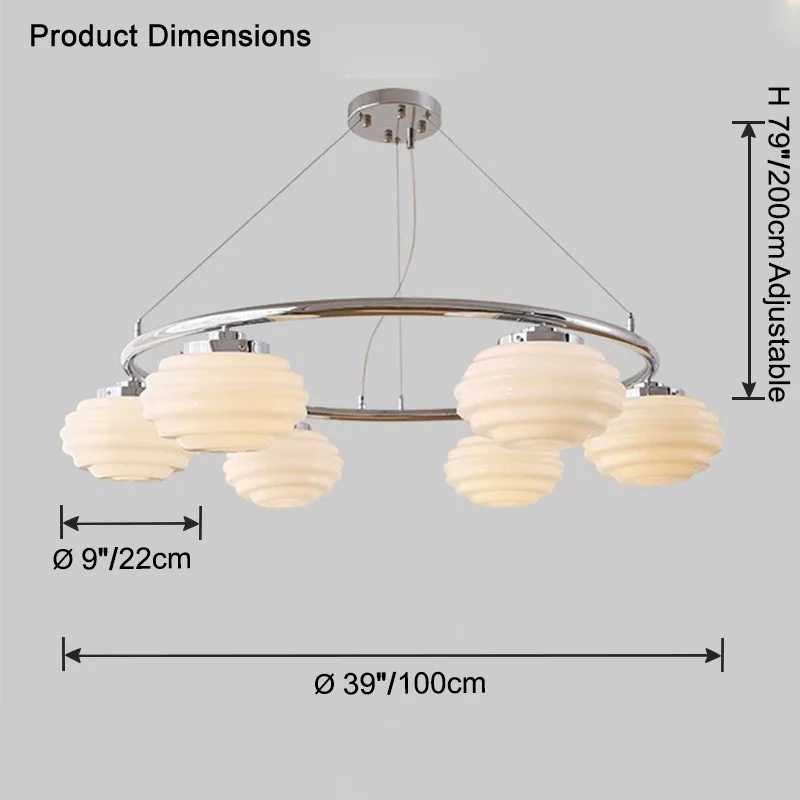 WOMO Fluted Glass Globe Round Chandelier-WM2767 - Image 25