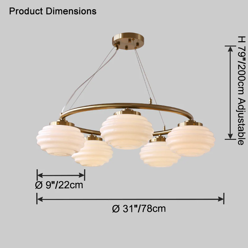 WOMO Fluted Glass Globe Round Chandelier-WM2767 - Image 27