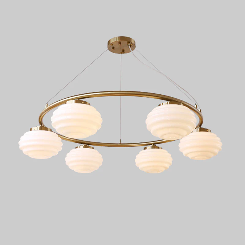 WOMO Fluted Glass Globe Round Chandelier-WM2767 - Image 28