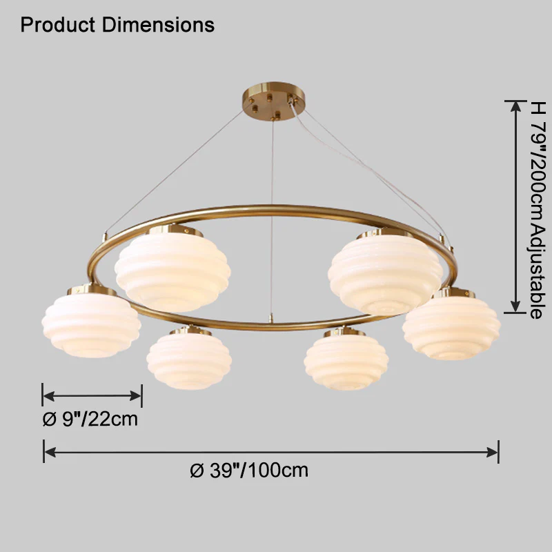 WOMO Fluted Glass Globe Round Chandelier-WM2767 - Image 29