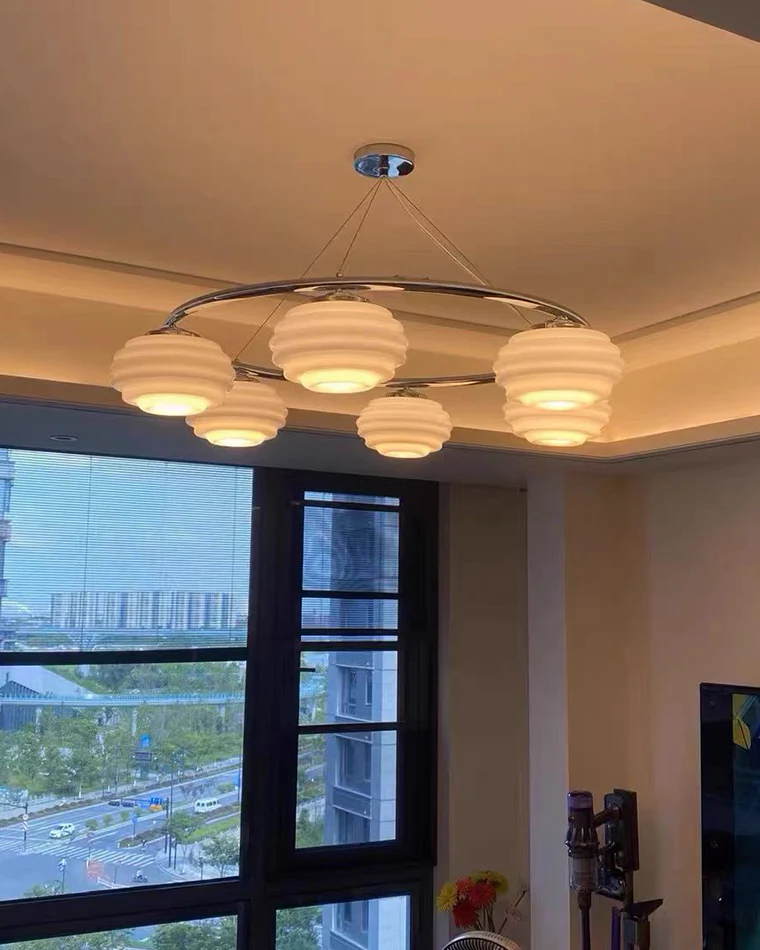 WOMO Fluted Glass Globe Round Chandelier-WM2767 - Image 9