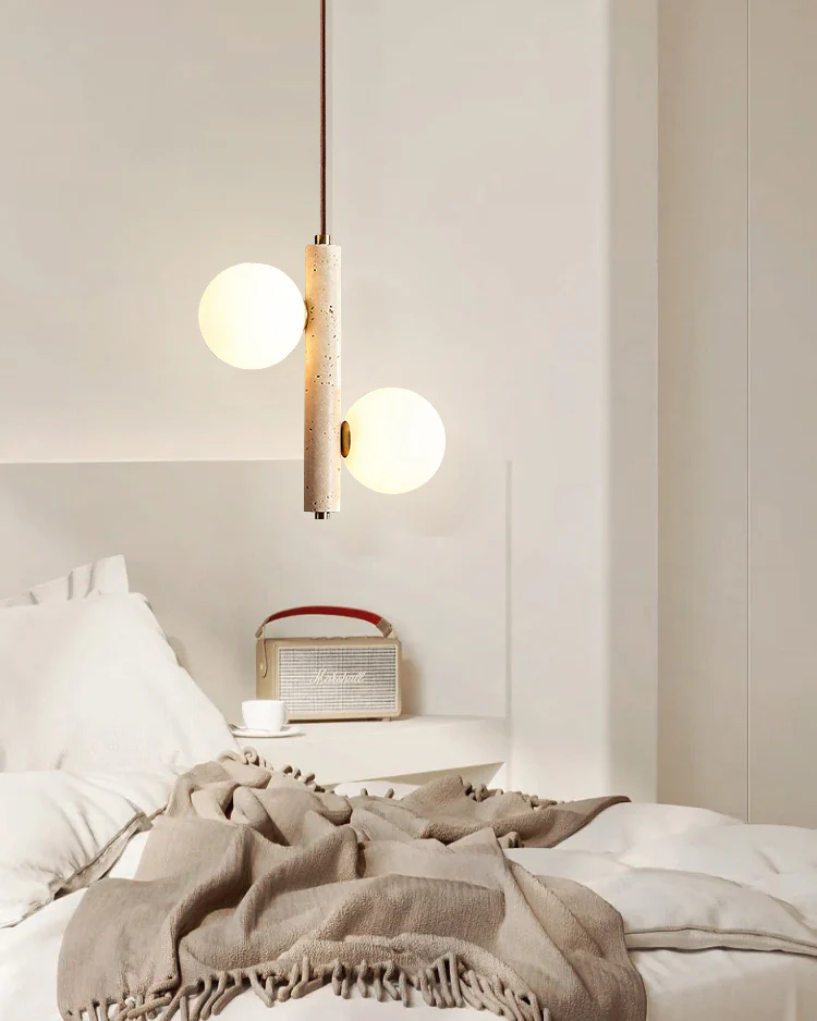 WOMO Glass Globe Travertine Pendant Light-WM3099 - Image 2