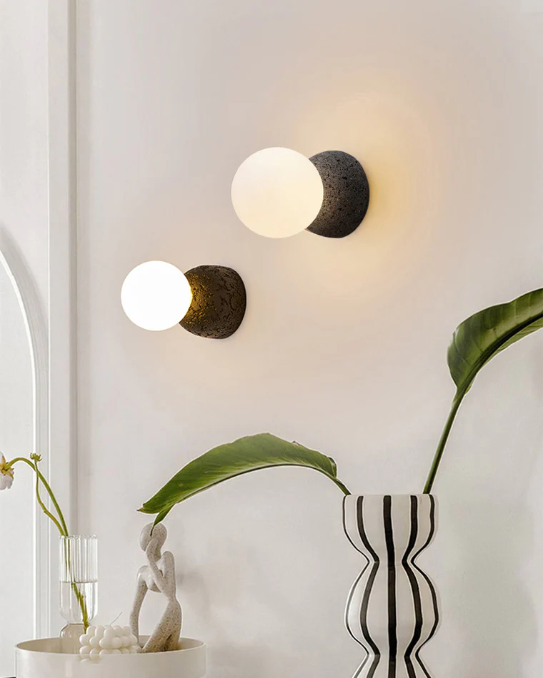 WOMO White & Black Glass Globe Wall Sconce-WM6103 - Image 4